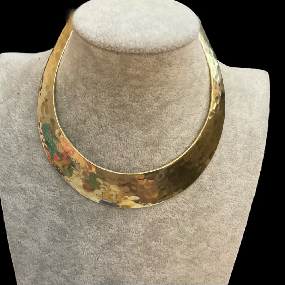Vintage Gold Hammered Chocker Necklace